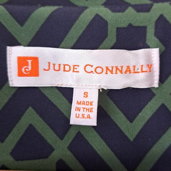 JUDE CONNALLY Emerson Puff Sleeve Mini Dress Small Garden Lattice Navy Green - Picture 7 of 12